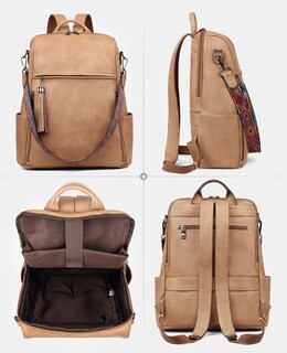 Foto 5 | Mochila para Portátil Fadeon Leather 15.6 "Marrón para Mujer - Venta Internacional