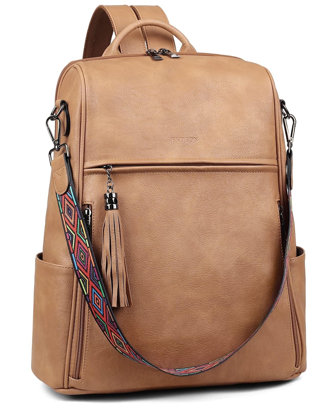 Foto 7 pulgar | Mochila para Portátil Fadeon Leather 15.6 "Marrón para Mujer - Venta Internacional