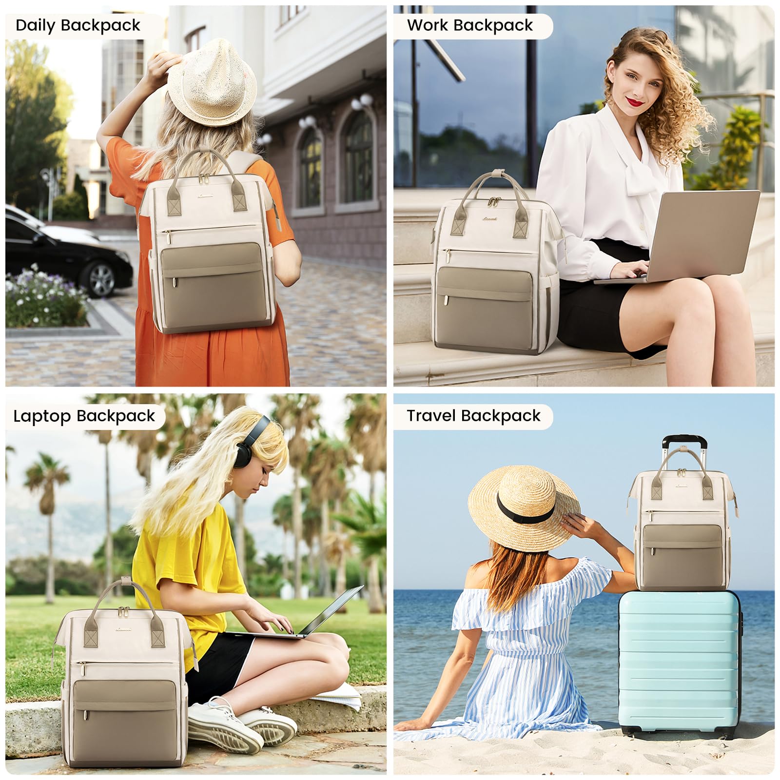 Foto 7 | Mochila para Portátil Lovevook Impermeable de 15,6 " con Puerto USB para Mujer - Venta Internacional