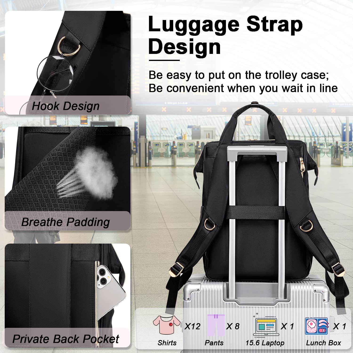 Foto 6 pulgar | Mochila Weitars Negra para Mujer- Venta Internacional