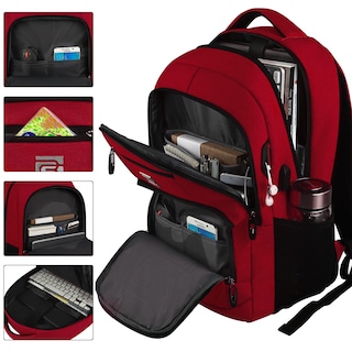Foto 2 | Mochila para Portátil Volher Business Travel Antirrobo 15.6 Pulgadas Roja - Venta Internacional