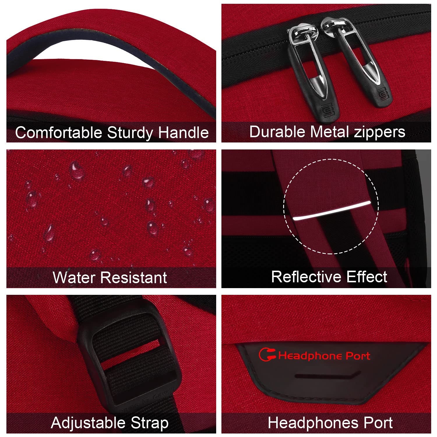 Foto 4 | Mochila para Portátil Volher Business Travel Antirrobo 15.6 Pulgadas Roja - Venta Internacional