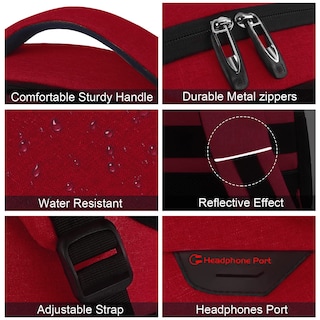 Foto 4 | Mochila para Portátil Volher Business Travel Antirrobo 15.6 Pulgadas Roja - Venta Internacional