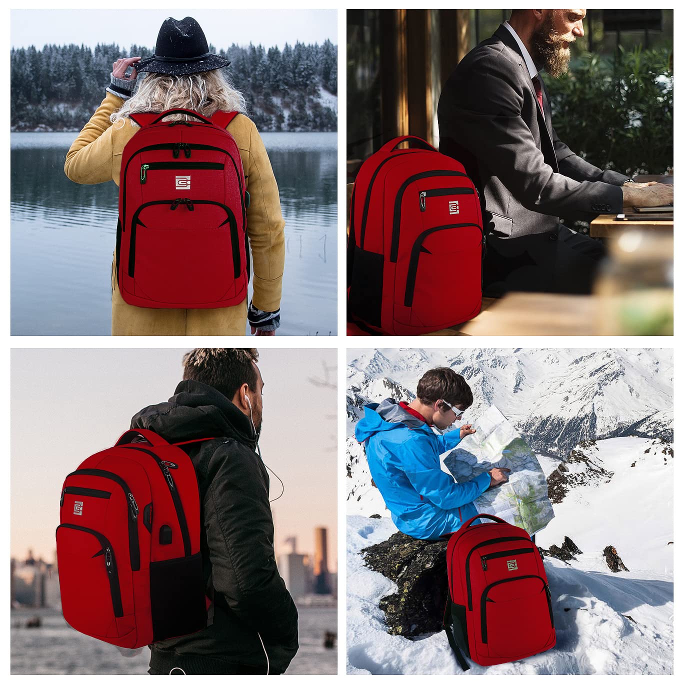 Foto 8 pulgar | Mochila para Portátil Volher Business Travel Antirrobo 15.6 Pulgadas Roja - Venta Internacional