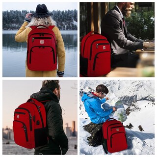 Foto 7 | Mochila para Portátil Volher Business Travel Antirrobo 15.6 Pulgadas Roja - Venta Internacional