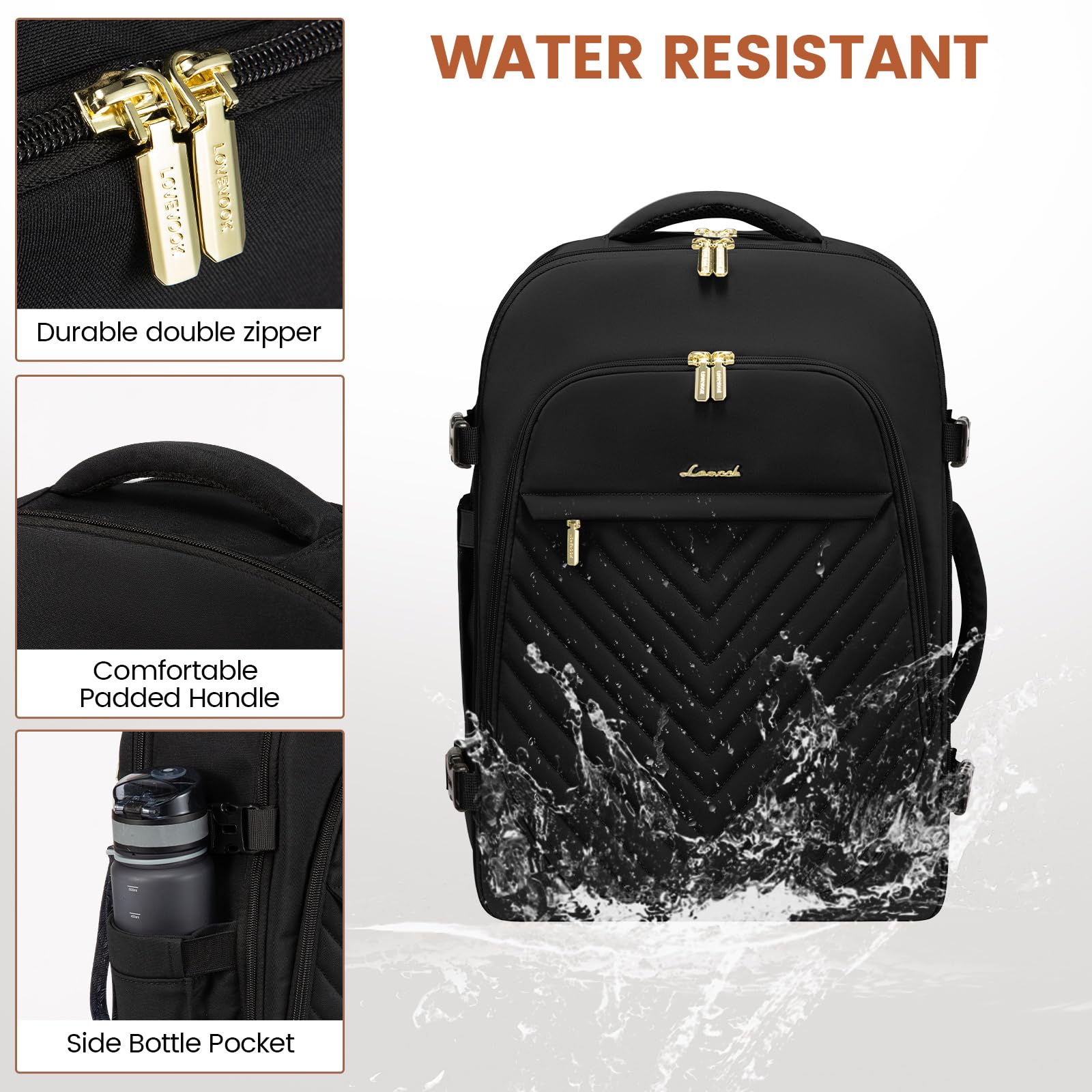 Foto 6 | Mochila de Viaje Lovevook 50 l para Portátil de 18 Pulgadas Negra para Mujer - Venta Internacional
