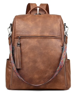 Foto 1 | Mochila de Piel para Portátil Fadeon 15.6'' Marrón - Venta Internacional