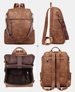 Foto 5 | Mochila de Piel para Portátil Fadeon 15.6'' Marrón - Venta Internacional