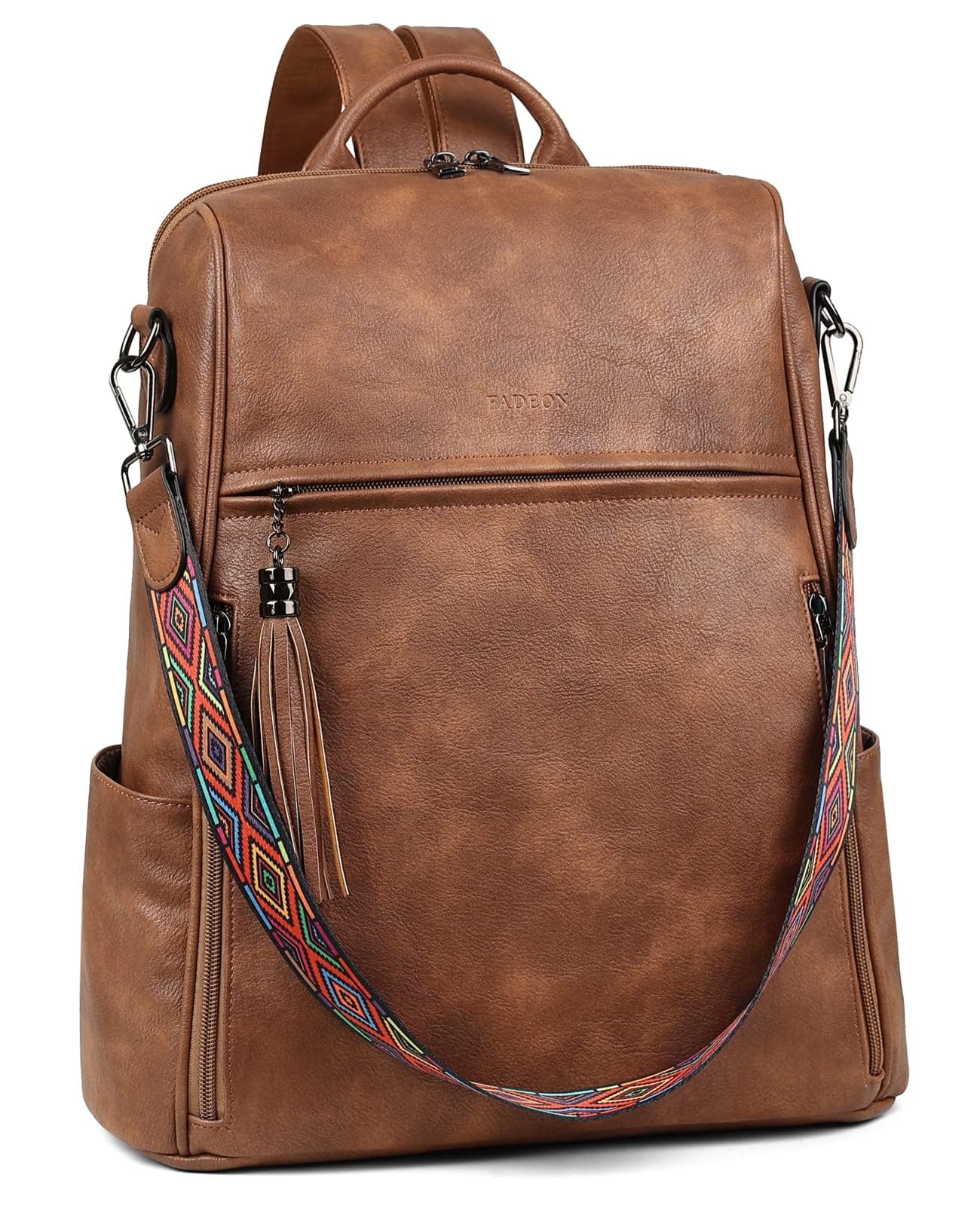 Foto 6 | Mochila de Piel para Portátil Fadeon 15.6'' Marrón - Venta Internacional