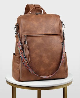 Foto 7 | Mochila de Piel para Portátil Fadeon 15.6'' Marrón - Venta Internacional