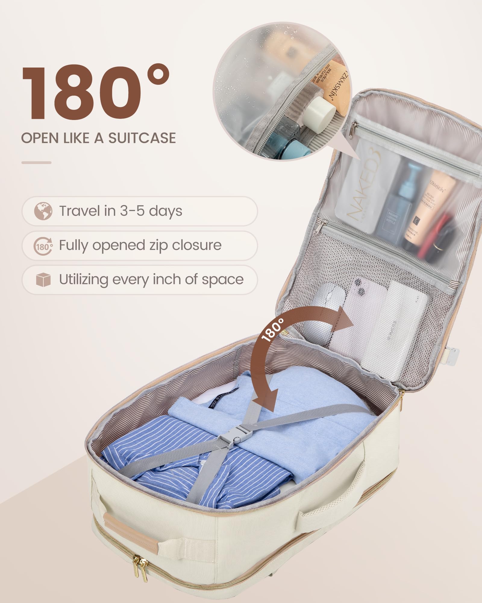 Foto 3 pulgar | Mochila Lovevook de 40 l Beige - Venta Internacional