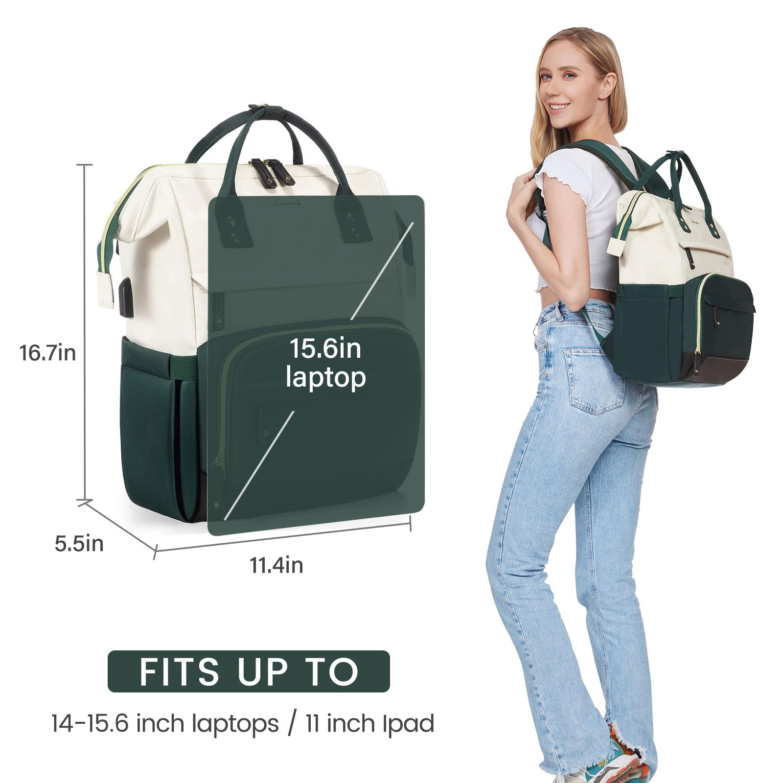 Foto 6 pulgar | Mochila para Portátil Lovevook 15.6 " Impermeable Puerto USB para Mujer - Venta Internacional