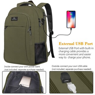 Foto 2 | Mochila para Portátil Matein de 15,6 Pulgadas con Puerto Usb Verde - Venta Internacional