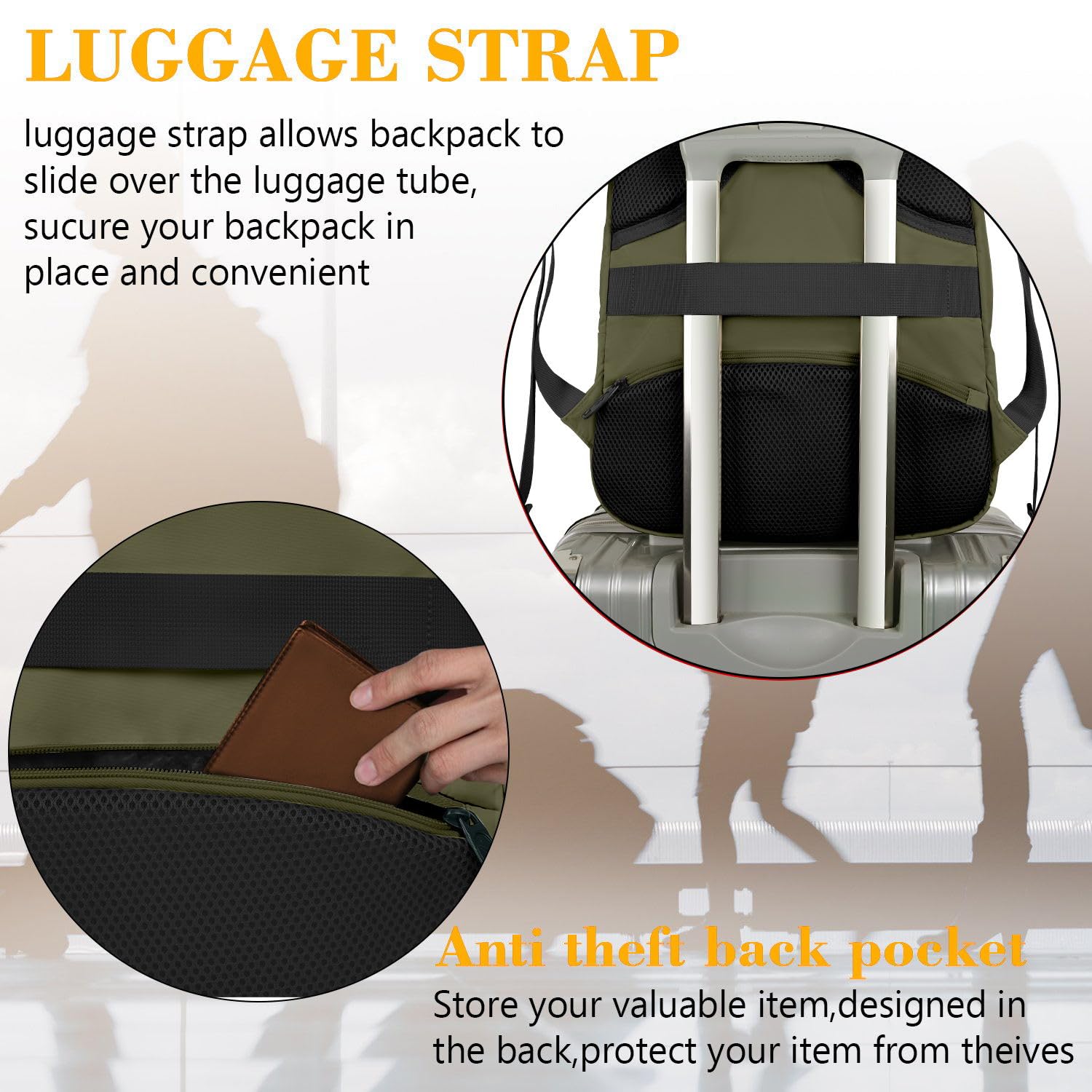 Foto 4 pulgar | Mochila para Portátil Matein de 15,6 Pulgadas con Puerto Usb Verde - Venta Internacional