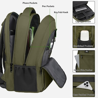 Foto 4 | Mochila para Portátil Matein de 15,6 Pulgadas con Puerto Usb Verde - Venta Internacional