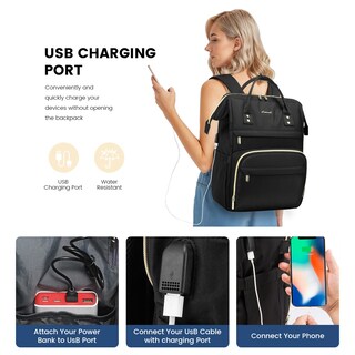 Foto 4 | Mochila Lovevook para Laptop de 17 Pulgadas con Puerto USB - Venta Internacional