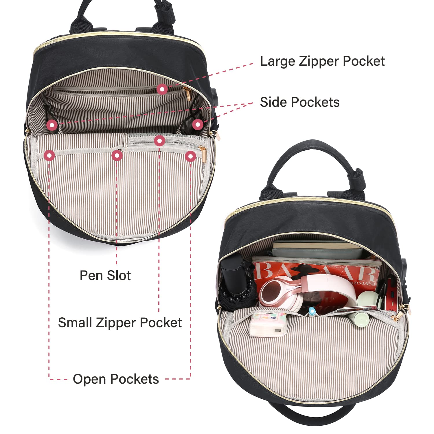 Foto 3 | Mochila para Portátil 15.6 Pulgadas Con Puerto Usb  Lovevook para Mujer- Venta Internacional