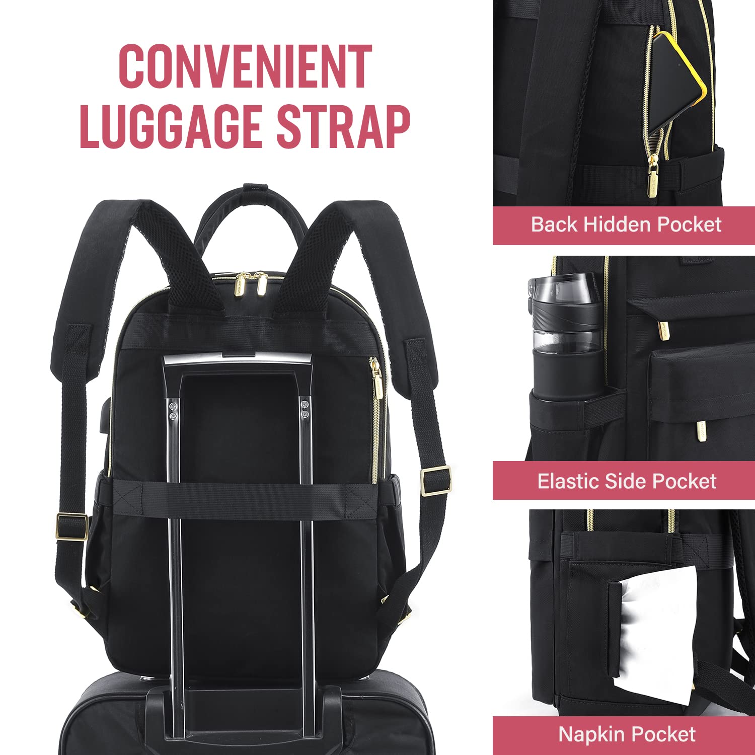 Foto 4 | Mochila para Portátil 15.6 Pulgadas Con Puerto Usb  Lovevook para Mujer- Venta Internacional