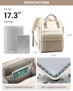 Foto 3 | Mochila para Laptop LOVEVOOK 17 Pulgadas Beige - Venta Internacional