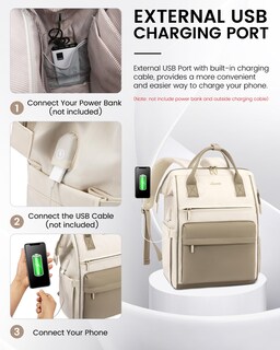 Foto 5 | Mochila para Laptop LOVEVOOK 17 Pulgadas Beige - Venta Internacional