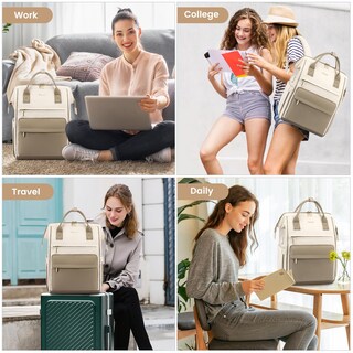 Foto 6 | Mochila para Laptop LOVEVOOK 17 Pulgadas Beige - Venta Internacional