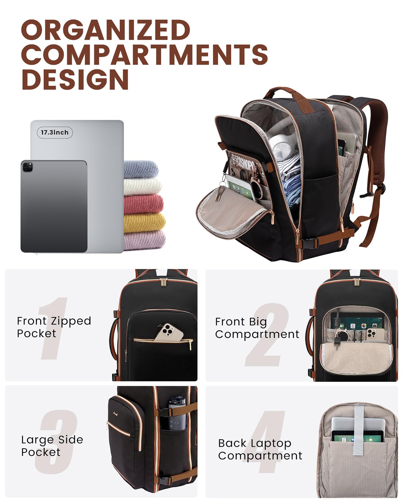Foto 2 | Mochila de Viaje Lovevook Negra - Venta Internacional