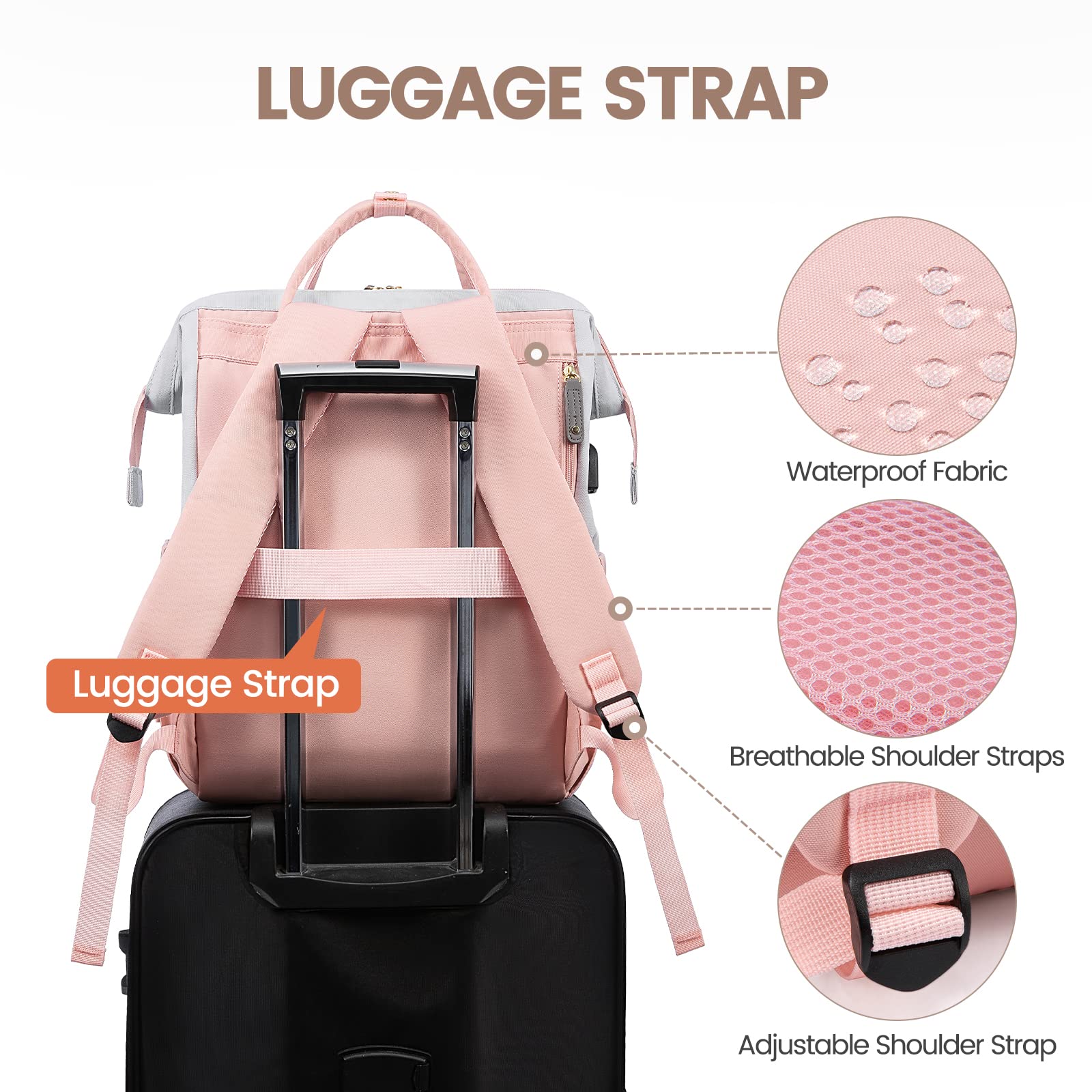 Foto 4 | Mochila para Portátil Lovevook 15.6 " Impermeable Puerto USB para Mujer - Venta Internacional