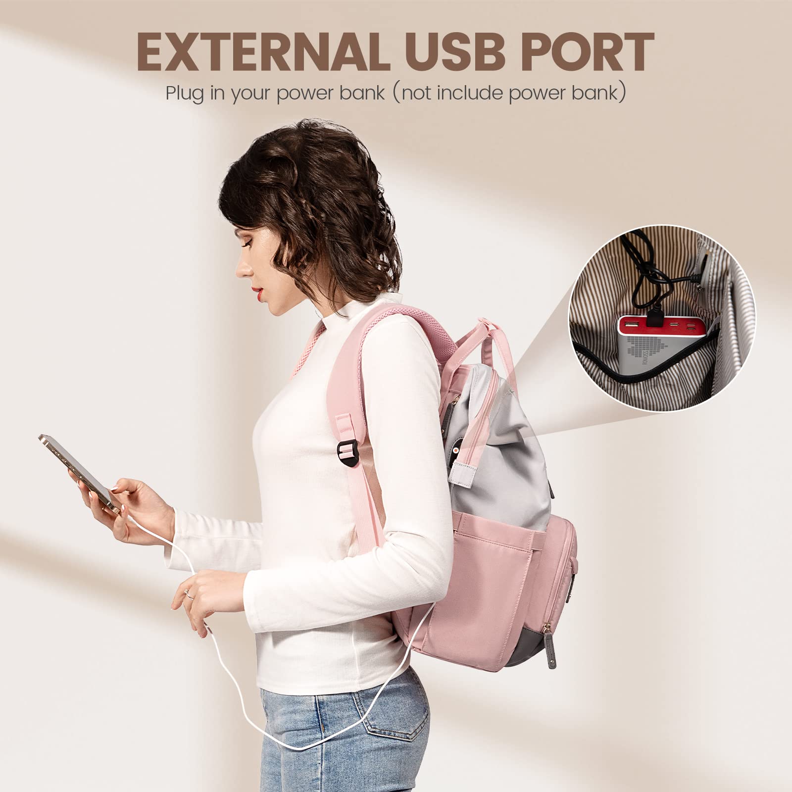 Foto 5 | Mochila para Portátil Lovevook 15.6 " Impermeable Puerto USB para Mujer - Venta Internacional