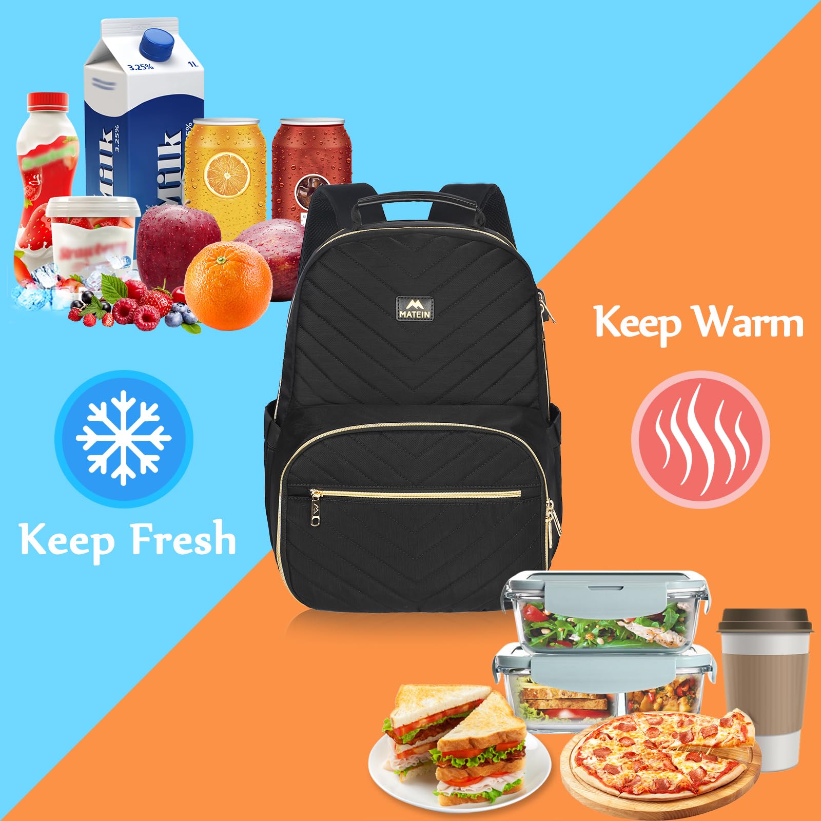 Foto 2 | Mochila Matein Lonchera y para Laptop con Nevera USB de 15.6 " para Mujer - Venta Internacional