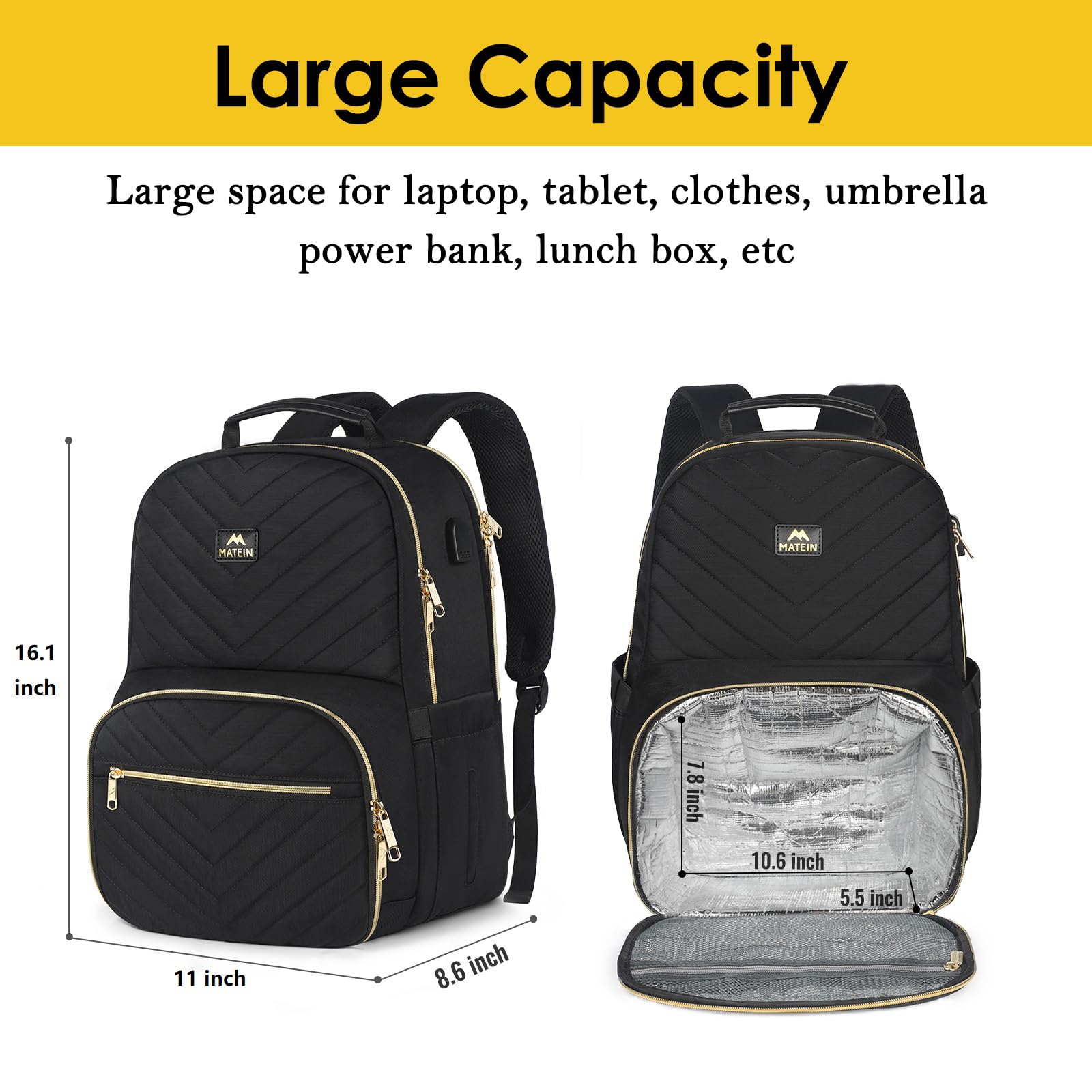 Foto 5 pulgar | Mochila Matein Lonchera y para Laptop con Nevera USB de 15.6 " para Mujer - Venta Internacional