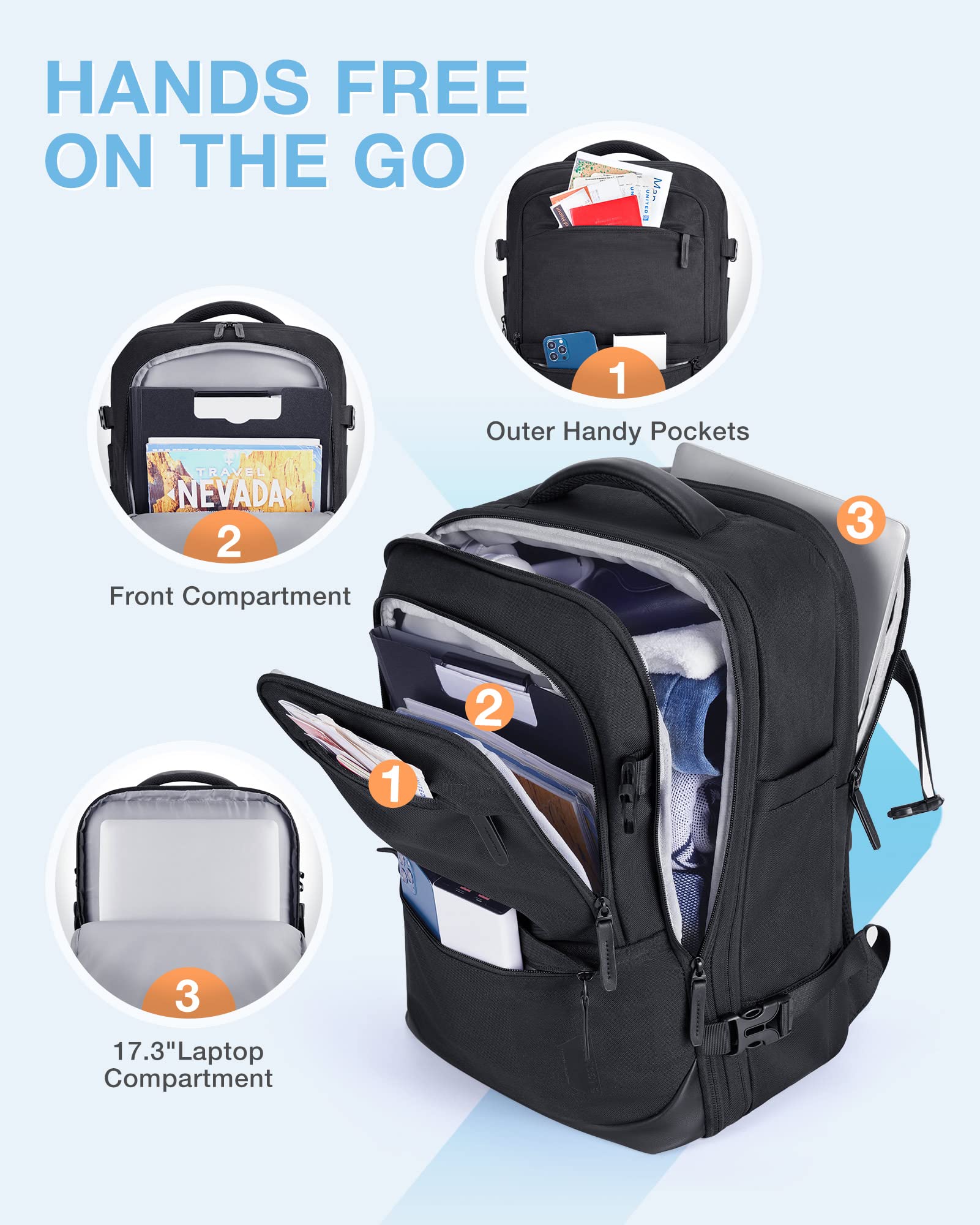 Foto 7 pulgar | Mochila para Laptop Bagsmart Negro - Venta Internacional