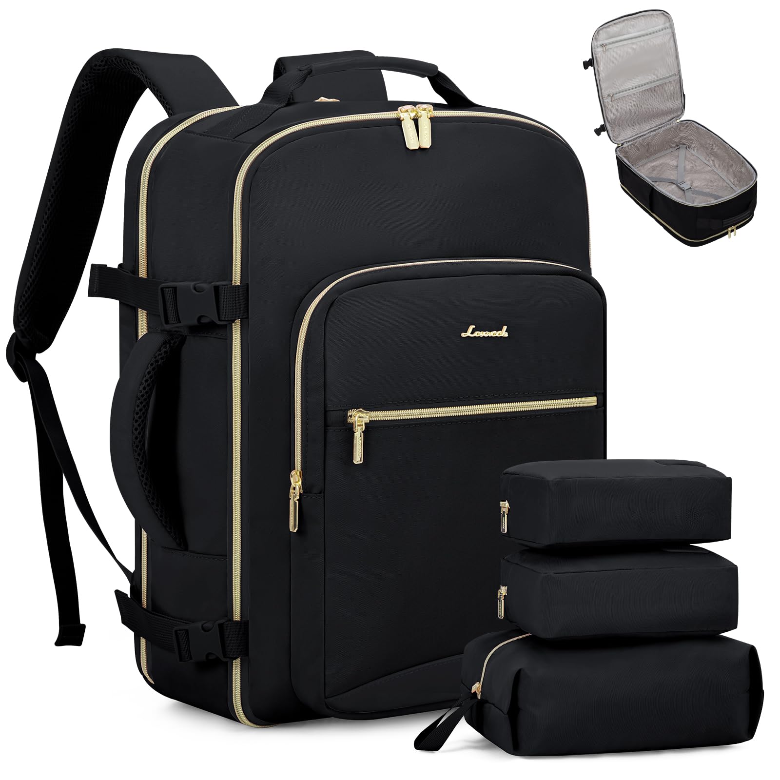 Foto 1 | Mochila de Viaje Lovevook 40L Negra con Espacios para Laptop de 17'' - Venta Internacional