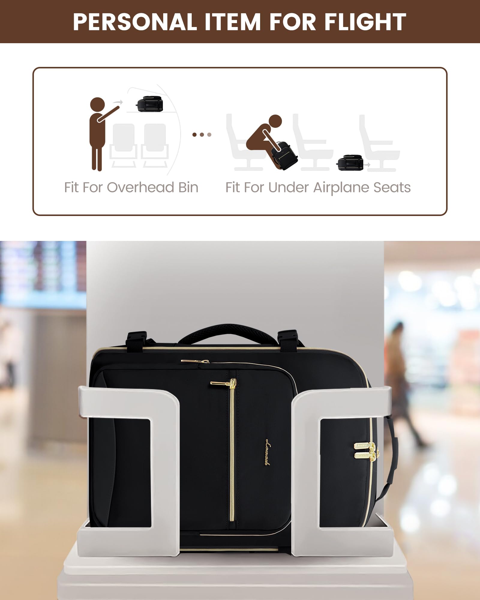 Foto 5 pulgar | Mochila de Viaje Lovevook 40L Negra con Espacios para Laptop de 17'' - Venta Internacional