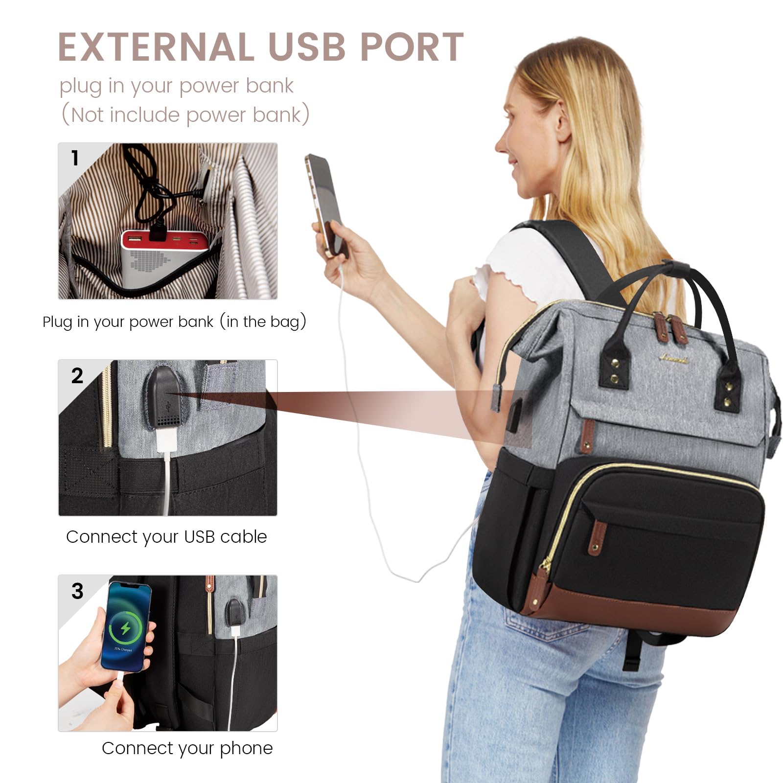 Foto 6 pulgar | Mochila para Laptop Lovevook 15.6 Pulgadas con Puerto Usb - Venta Internacional