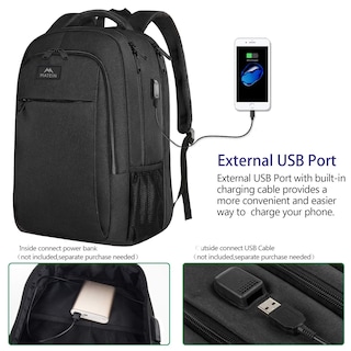Foto 3 | Mochila Matein para Laptop Usb 18.4 Pulgadas Negra - Venta Internacional