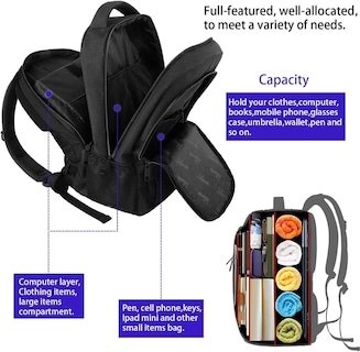 Foto 5 | Mochila Matein para Laptop Usb 18.4 Pulgadas Negra - Venta Internacional