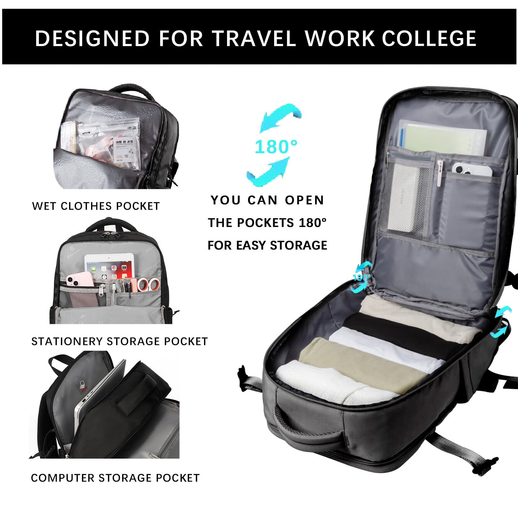 Foto 5 | Mochila Shrradoo para Portátil de Viaje 17 Pulgadas - Venta Internacional
