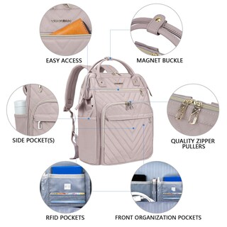 Foto 6 | Mochila Vankean para Laptop 17 Pulgadas Impermeable Rosa Claro - Venta Internacional