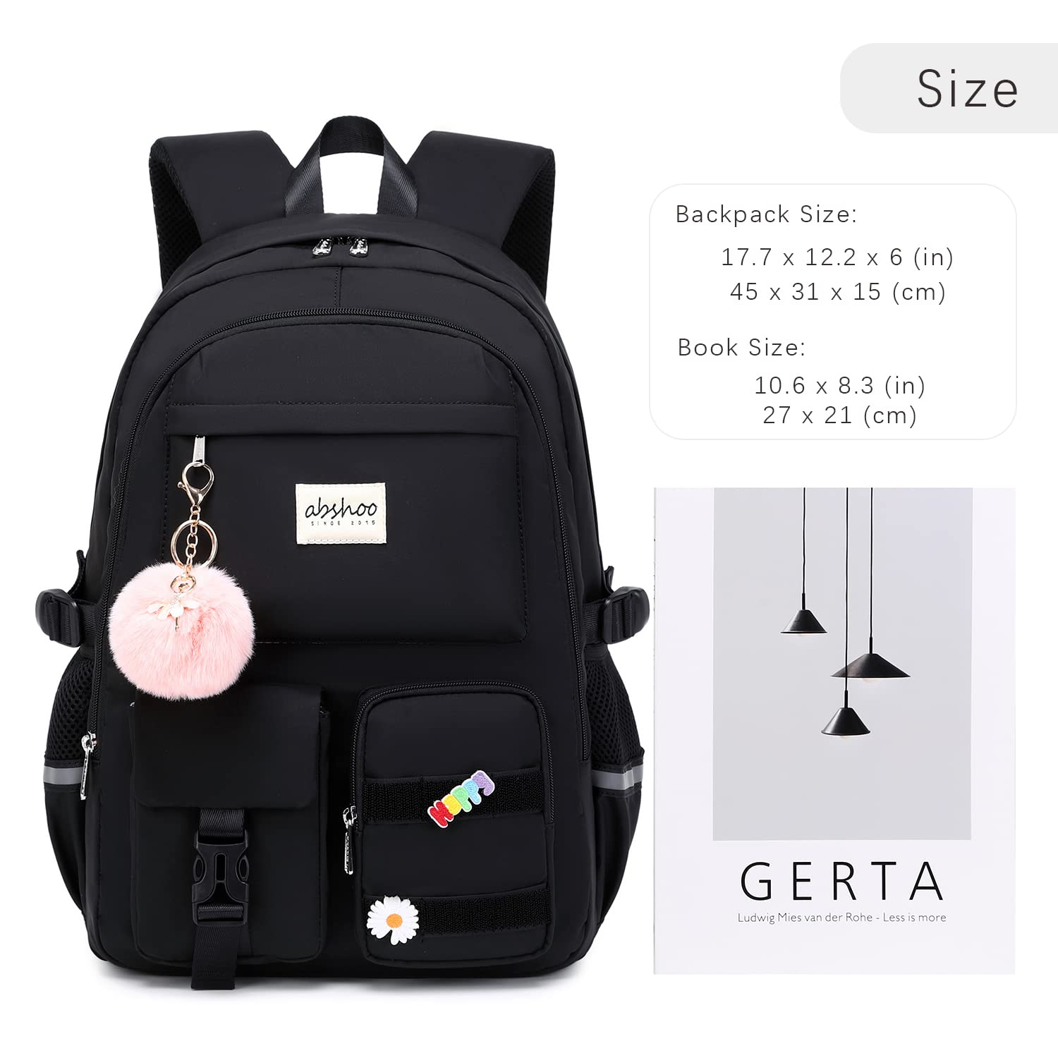 Foto 5 | Mochila Abshoo Big Student Negra para Laptop para Mujer - Venta Internacional