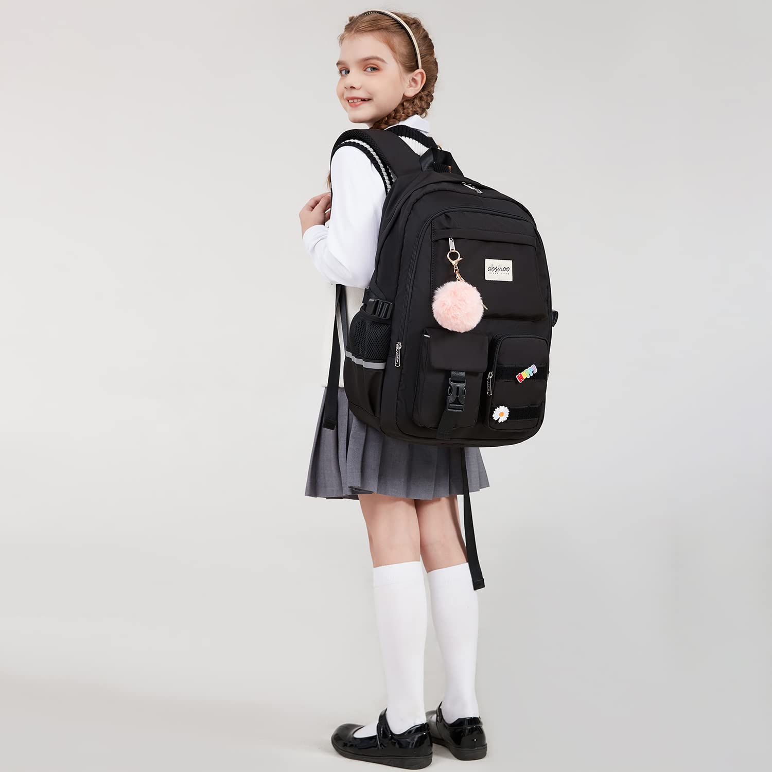 Foto 8 pulgar | Mochila Abshoo Big Student Negra para Laptop para Mujer - Venta Internacional
