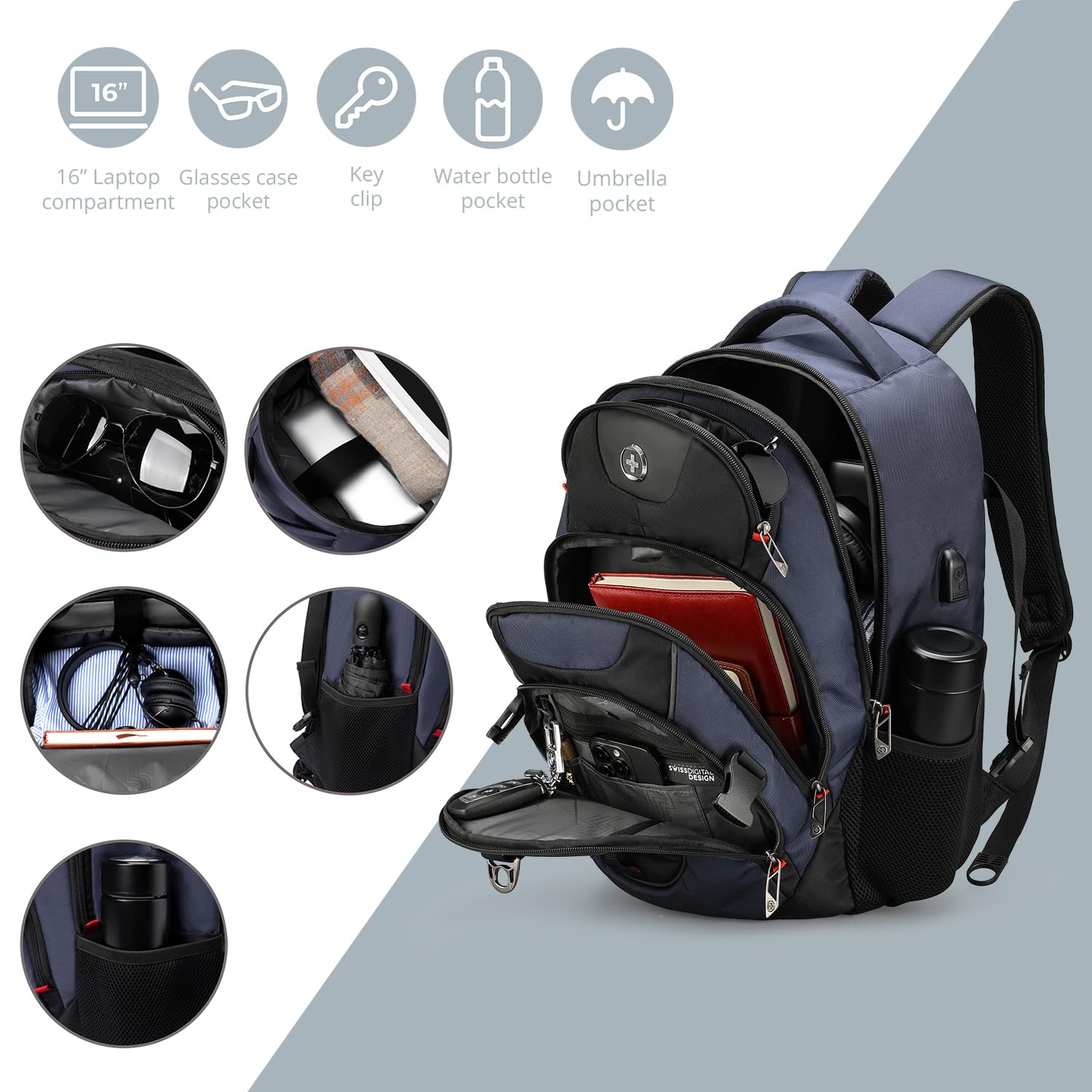Foto 4 | Mochila Swissdigital Azul-Venta Internacional
