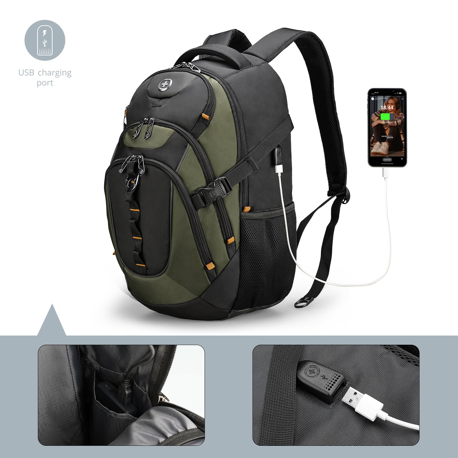 Foto 5 pulgar | Mochila Swissdigital Verde-Venta Internacional