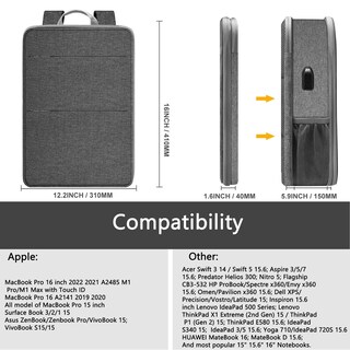 Foto 2 | Mochila Zinz Gris para Laptop de 16"-Venta Internacional