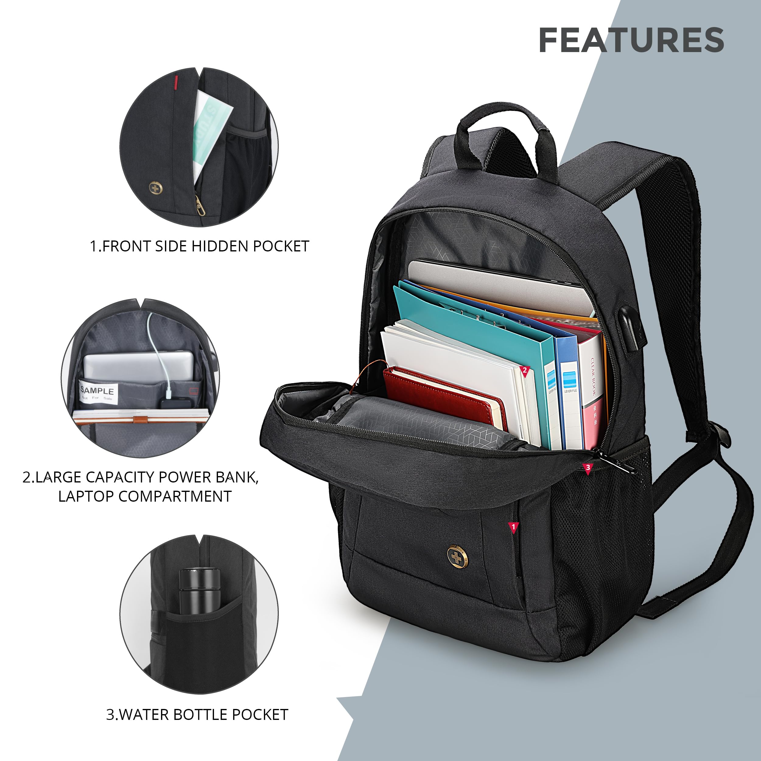 Foto 4 | Mochila Swissdigital Design College Laptop 15.6 Pulgadas Negra - Venta Internacional