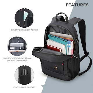 Foto 4 | Mochila Swissdigital Design College Laptop 15.6 Pulgadas Negra - Venta Internacional