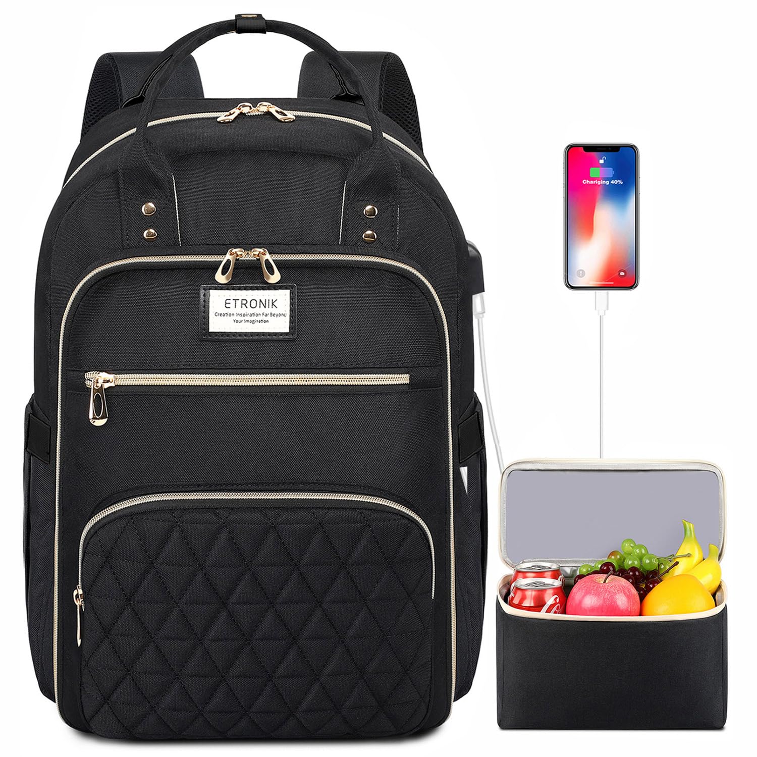 Foto 2 pulgar | Mochila Etronik para Portátil 15,6 Pulgadas y Puerto Usb con Lonchera  - Venta Internacional