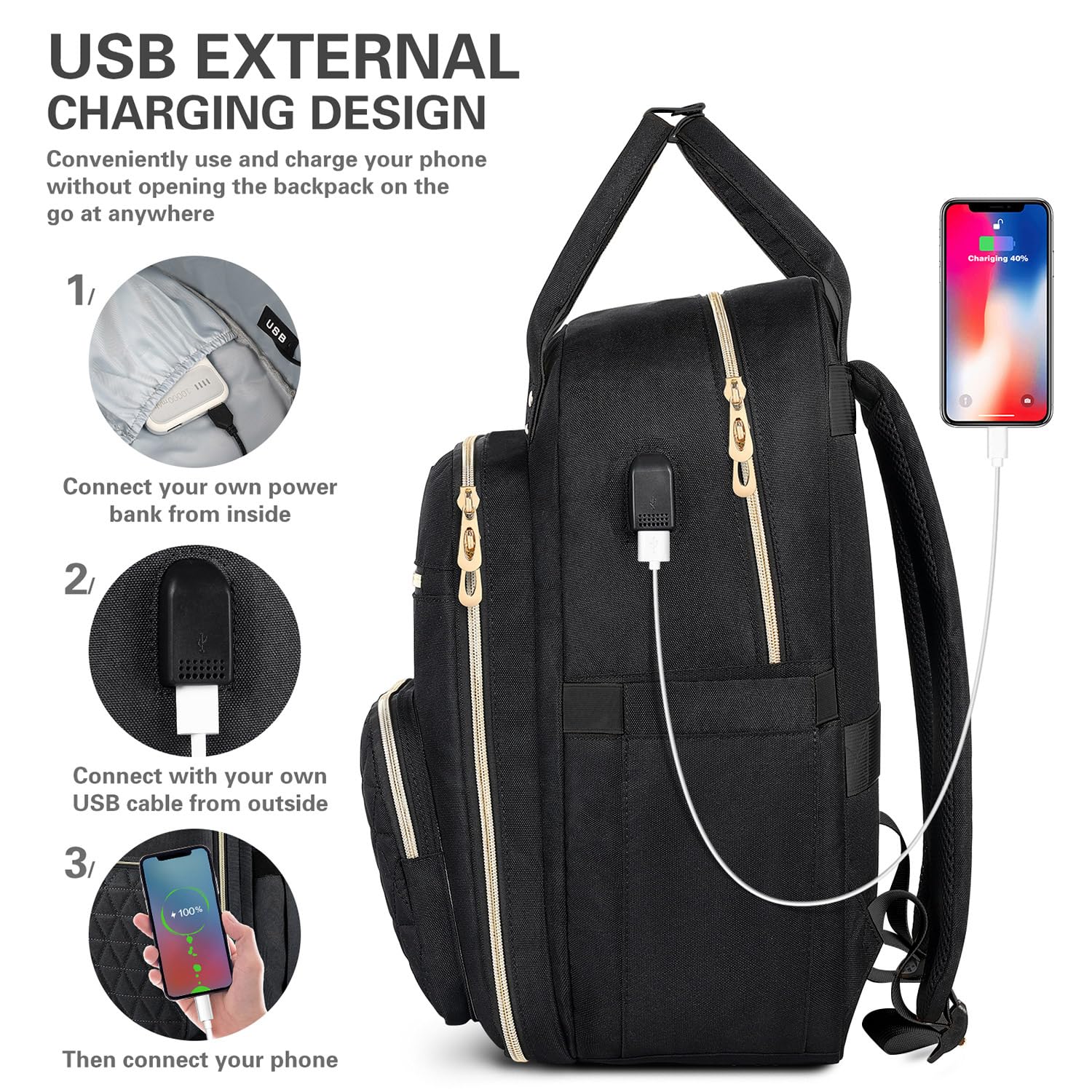 Foto 7 pulgar | Mochila Etronik para Portátil 15,6 Pulgadas y Puerto Usb con Lonchera  - Venta Internacional
