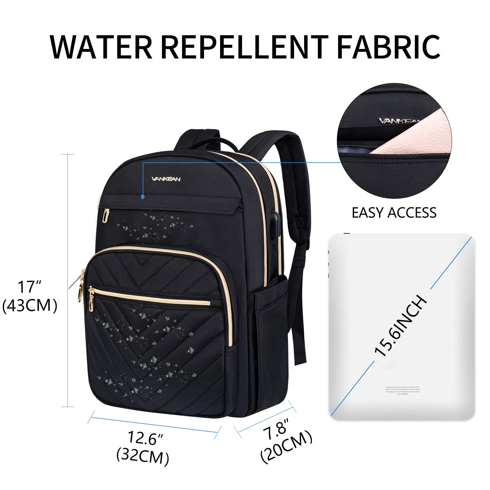 Foto 3 pulgar | Mochila Vankean Negra para Laptop de 15.6"-Venta Internacional