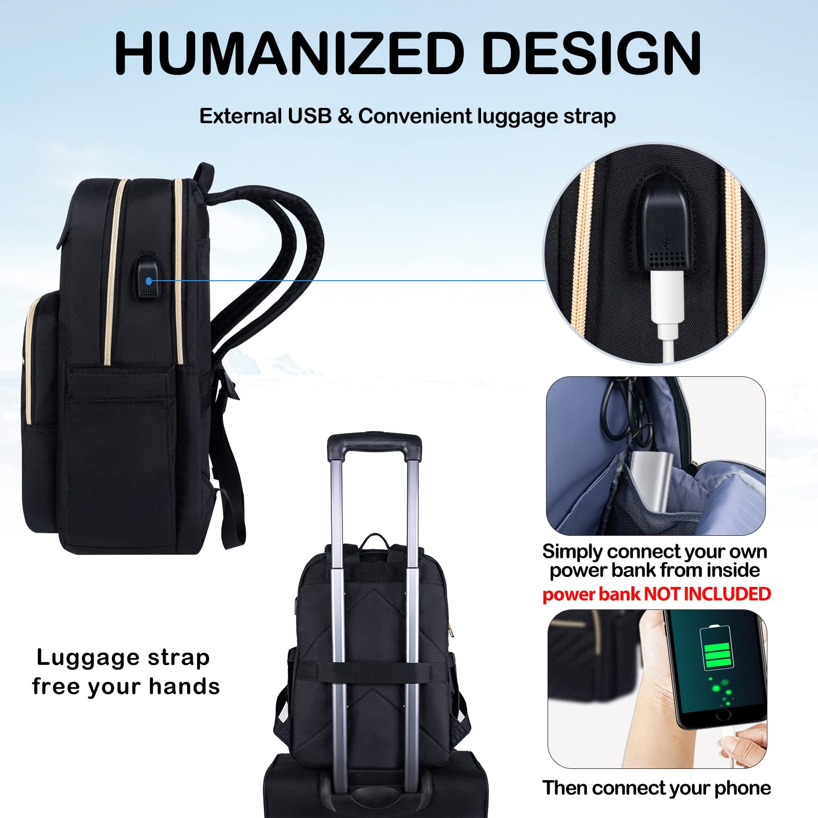 Foto 4 | Mochila Vankean Negra para Laptop de 15.6"-Venta Internacional