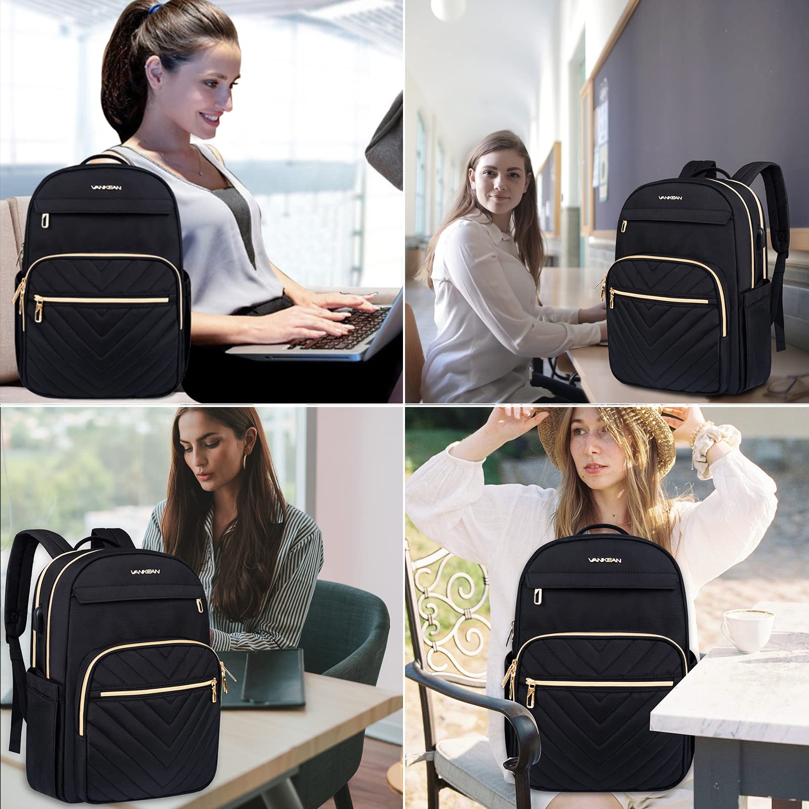 Foto 7 | Mochila Vankean Negra para Laptop de 15.6"-Venta Internacional